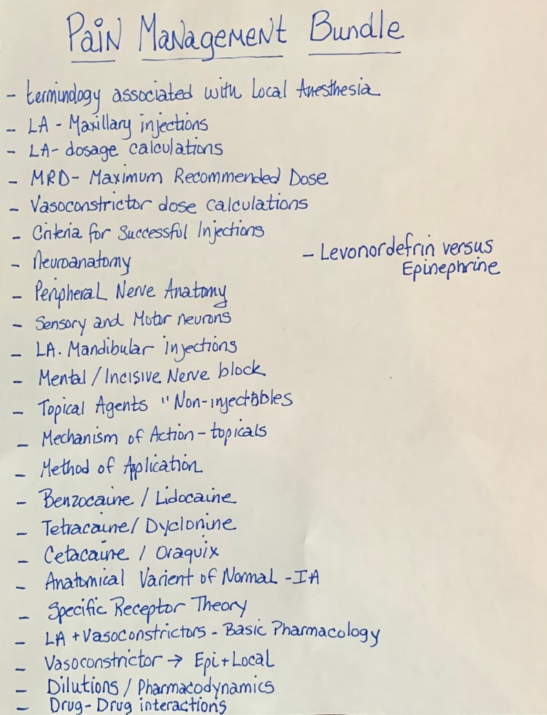 Pain Management (Local Anesthesia) Bundle Study Sheets for Dental Hygiene Students image 9
