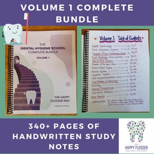Volume 1 Comprehensive Dental Hygiene Study Sheets Complete Bundle