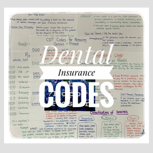 Dental Insurance CDT codes Study Sheets