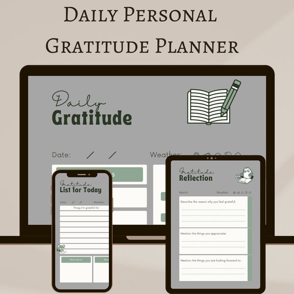 Daily Personal Gratitude Planner, Daily Planner, Gratitude Planner, Personal Planner, Digital Download, Printable Digital Product, Pdf