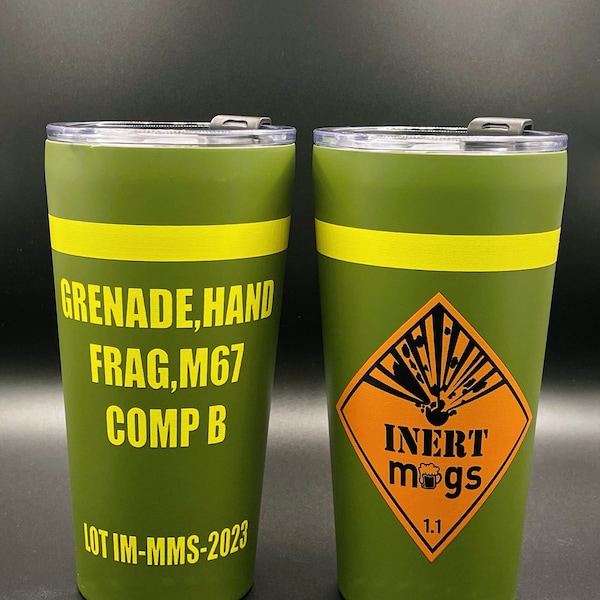 EOD Explosive Tumbler, Hand Grenade, Frag, 14oz Vacuum Sealed!