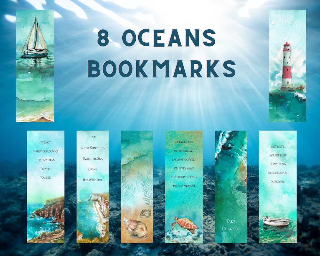 8 Oceans Bookmarks Printable Bookmarks for Kids Digital Etsy