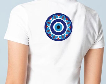 T-shirt Nazar with unique design Turkish, Greek evil eye protection tee unisex man women shirt tradition gift double sided vacation shirt