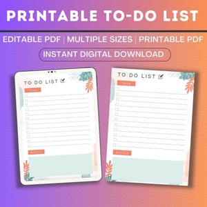 To-Do List Template, Printable & Editable To-Do List Template, Checklist, To-Do List, To-Do List Printable