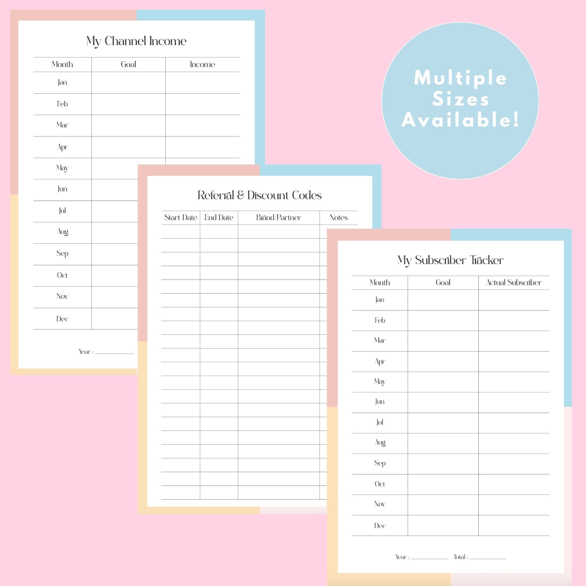 Youtube Content Planner, Printable &amp; Editable Social Media Organization ...