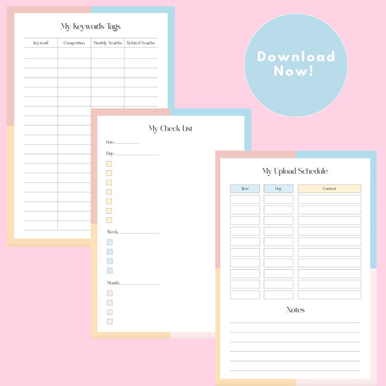 Youtube Content Planner Printable & Editable Social Media Etsy