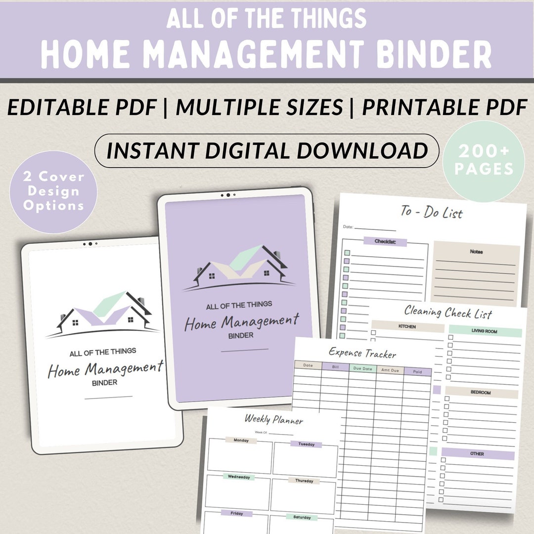 Printable Home Management Binder, Household Planner (digital Download ...