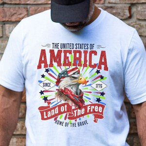 Independence Day 4th of July USA Freedom Tshirt, Home of the brave Eagle and fireworks shirt, 4th of july gift, July 4th Veteran Gift