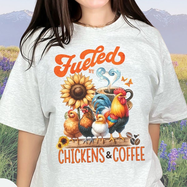 Cute Chicken Coffee Shirt, Country Girl Coffee TShirt, Farm Life Caffiene Addict Tshirt, Chicken Lover Coffee Shirt, Homestead Gift