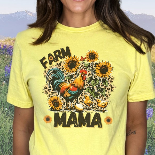 Farm Mama Chicken Shirt for Mothers Day, Country Girl Chicken TShirt Gift for Her, Farm Animal Crewneck Tee, Homestead Gift, Farmlife Tee