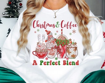 Christmas Coffee Sweatshirt, Winter Coffee Lover Sweater, Holiday Espresso Shirt, Coffee Addict Sweatshirt