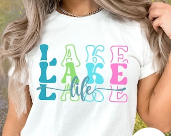Retro Lake Life Tshirt For Family Vacation/Lake House Gift/Travel Weekend Lounge Shirt