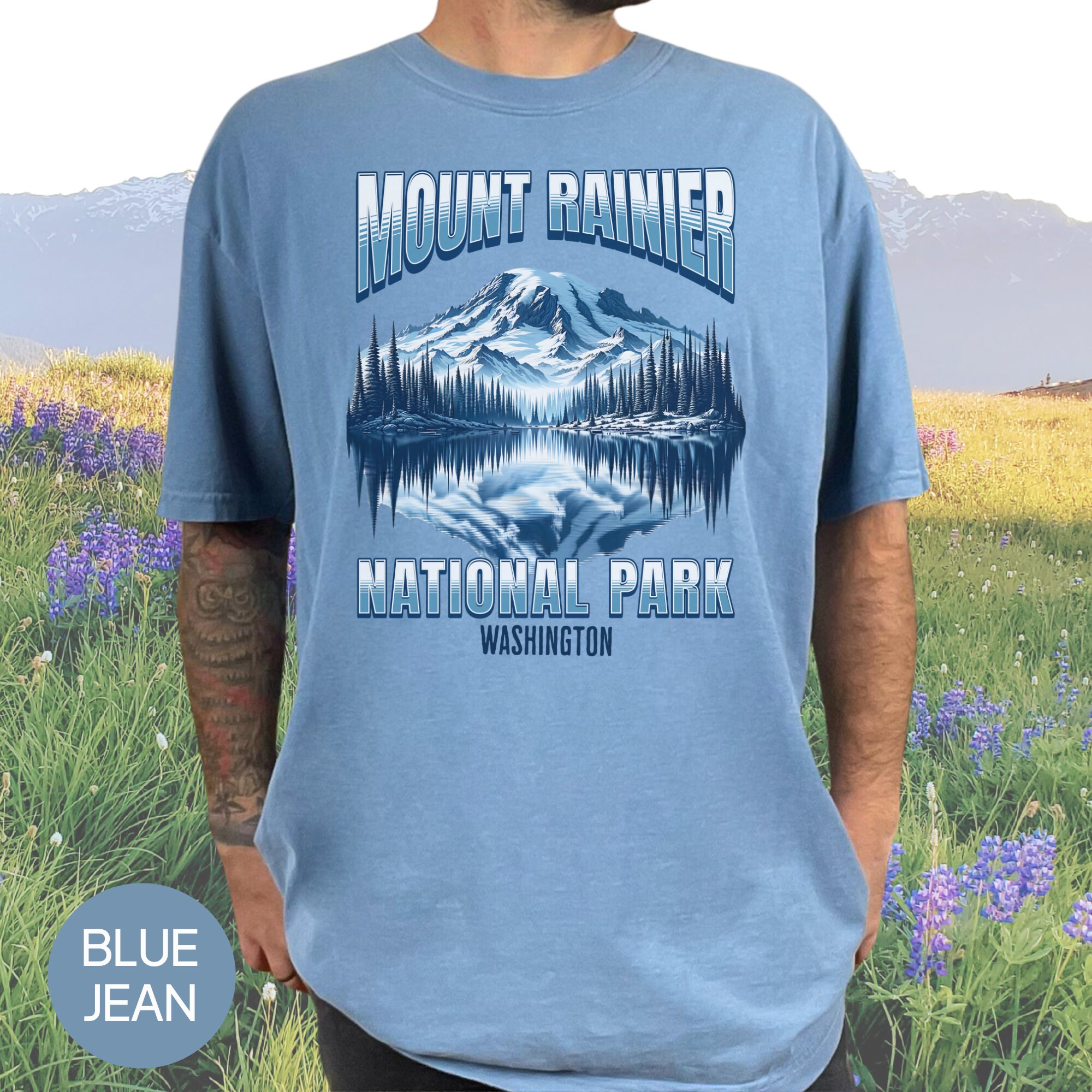 Mount Rainier National Park, Comfort Colors, Adventure Style, Hiking Shirt for Summer Vacation, PNW Travel Gift for Friends, Backpacking Tee