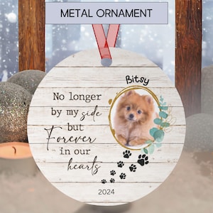 Dog Memorial Ornament, Custom Pet Loss Gift, Personalized Metal Ornament for Cat, Dog Photo Ornament Gift, Pet Memorial Christmas Gift