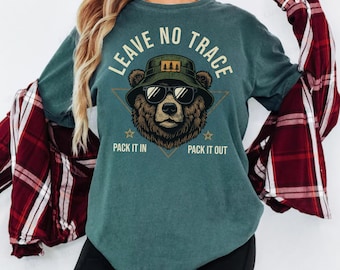 Outdoorsy Graphic Tee, Leave No Trace Hiking Shirt, Comfort Colors, Park Bear Tshirt, Camping Tee, PNW Travel Gift