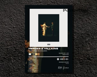 Metro Boomin - Heroes and Villians - Travis Scott - Album d'art numérique poster à télécharger - Décoration d'intérieur - Art mural - Poster personnalisé - Design musical