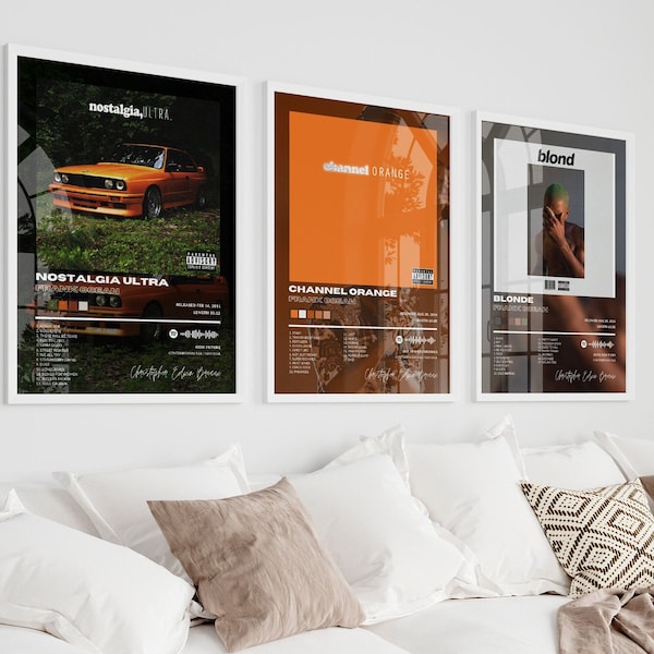 Frank Ocean - Póster del álbum - Los tres discos - Descarga del póster del arte del álbum digital - Decoración del hogar - Arte de la pared - Póster personalizado - Diseño musical