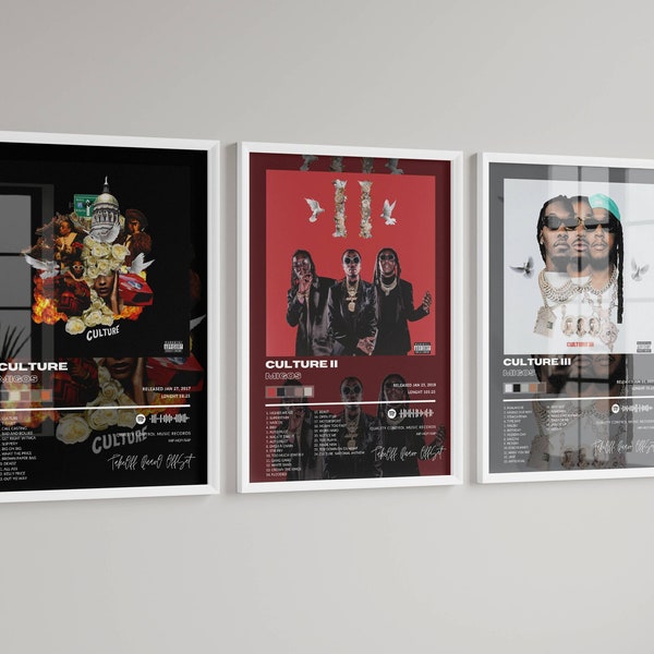 Migos - Culture - bundle de trois designs - Téléchargement d’affiches d’art d’album numérique - Décoration intérieure - Art mural - Affiche personnalisée - Conception musicale - Bundle