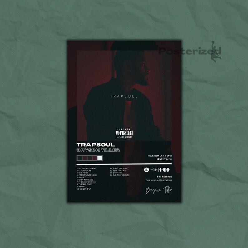 Bryson Tiller Trapsoul Digital Album Art Poster Download Etsy