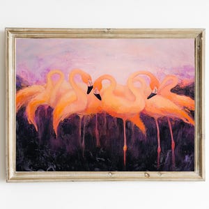 Flamingo Abstrakt | Tropische Wanddekoration | Zeitgenössisches Poster mit Flamingo | DRUCKBAR | Digitaler Download | E565