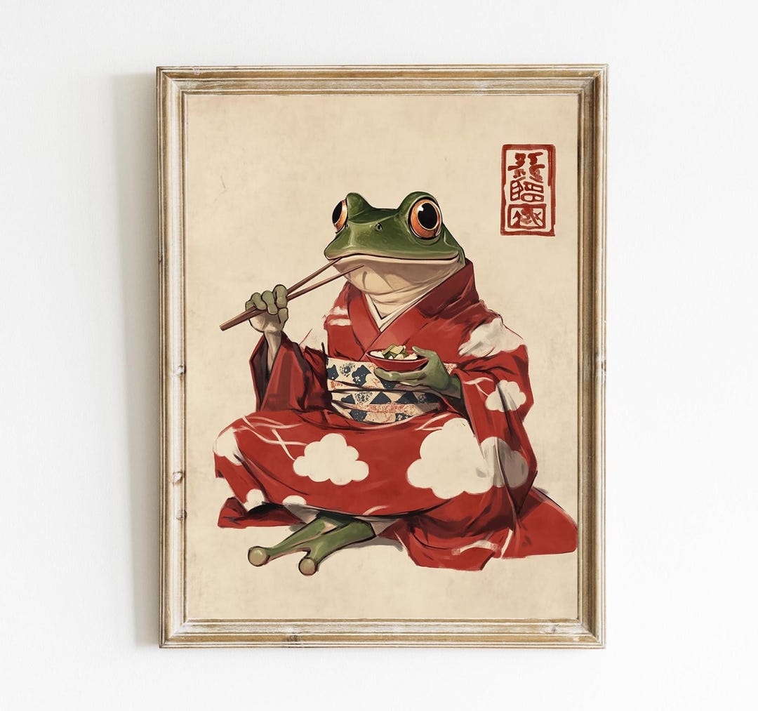 Japanese Frog Wall Art | Inspired by Matsumoto Hoji | Japanese