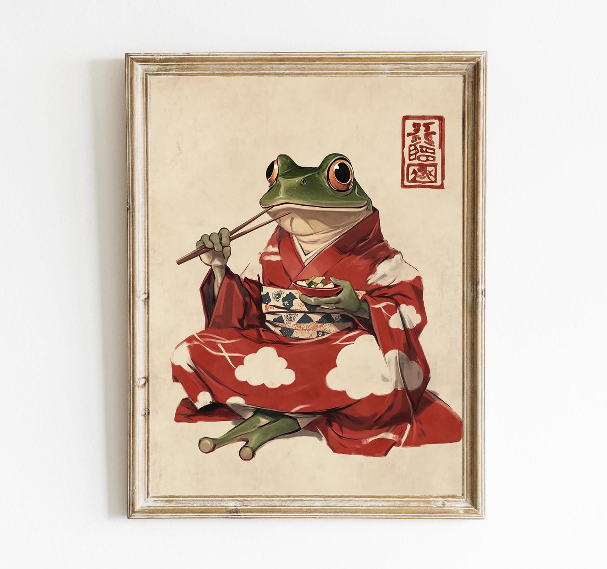 絵画 flk040097 Japanese Frog Wall Art | Inspired by Matsumoto Hoji | Japanese