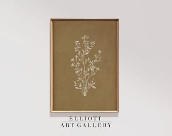 Botanical Print | Neutral Minimalistic Wall Art | Farmhouse Wall Decor | French Botanical Downloadable | Digital Print | E1208
