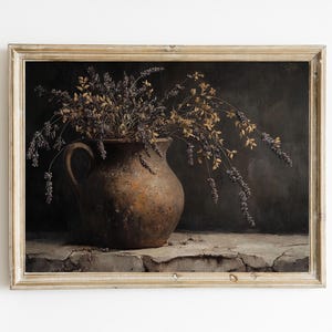 Moody Autumn Floral Print |  Dark Rustic Wall Art | Warm Tones English Country Decor | Digital Download | Cottagecore Botanical Art | E901