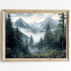 Rocky Mountains Kunst | Wald Berge Wand Dekoration | Misty Mountain Cabin Dekor | Haus Büro Kunst | DRUCKBAR | Großer Digitaler Download | E646