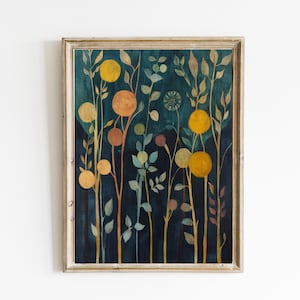 Vintage Botanical Print | Unique Folk Art | Boho Floral Wall Art | Aesthetic Abstract Floral | Timeless Modern Decor | PRINTABLE | E183