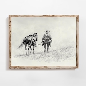 Western Cowboy Art | Cowboy Wall Decor | Vintage Western Art | Vintage Horse Art | Farmhouse Wall Art | Instant Download | PRINTABLE | E743