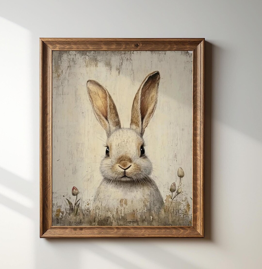 Vintage Spring Rabbit || Antique Easter Bunny Print | Neutral Spring ...