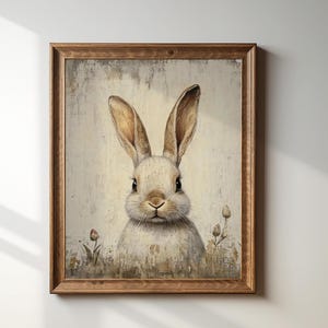 Vintage Spring Rabbit || Antique Easter Bunny Print | Neutral Spring Decor | Muted Cottagecore Animal Print | Digital | PRINTABLE  | E175