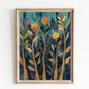 Vintage Abstract Botanical | Boho Botanical Print | Vintage Folk Art Decor | Aesthetic Floral Decor | Timeless Modern Decor | DIGITAL | E164