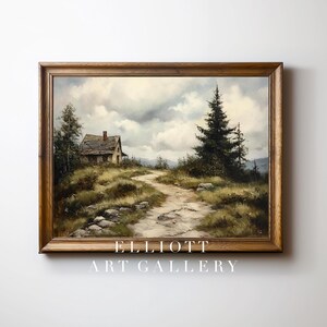 Cozy Cottage Landscape | PRINTABLE Landscape Art | Vintage Print Country Landscape Oil Painting | Digital Download | E6