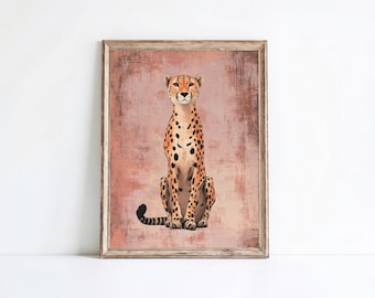 Gepardkonsttryck | Gepardväggkonst | Leopardkonsttryck | Preppy Glam | Utskrivbar studenthemstonering | Modern Trendig | Direktnedladdning | E835