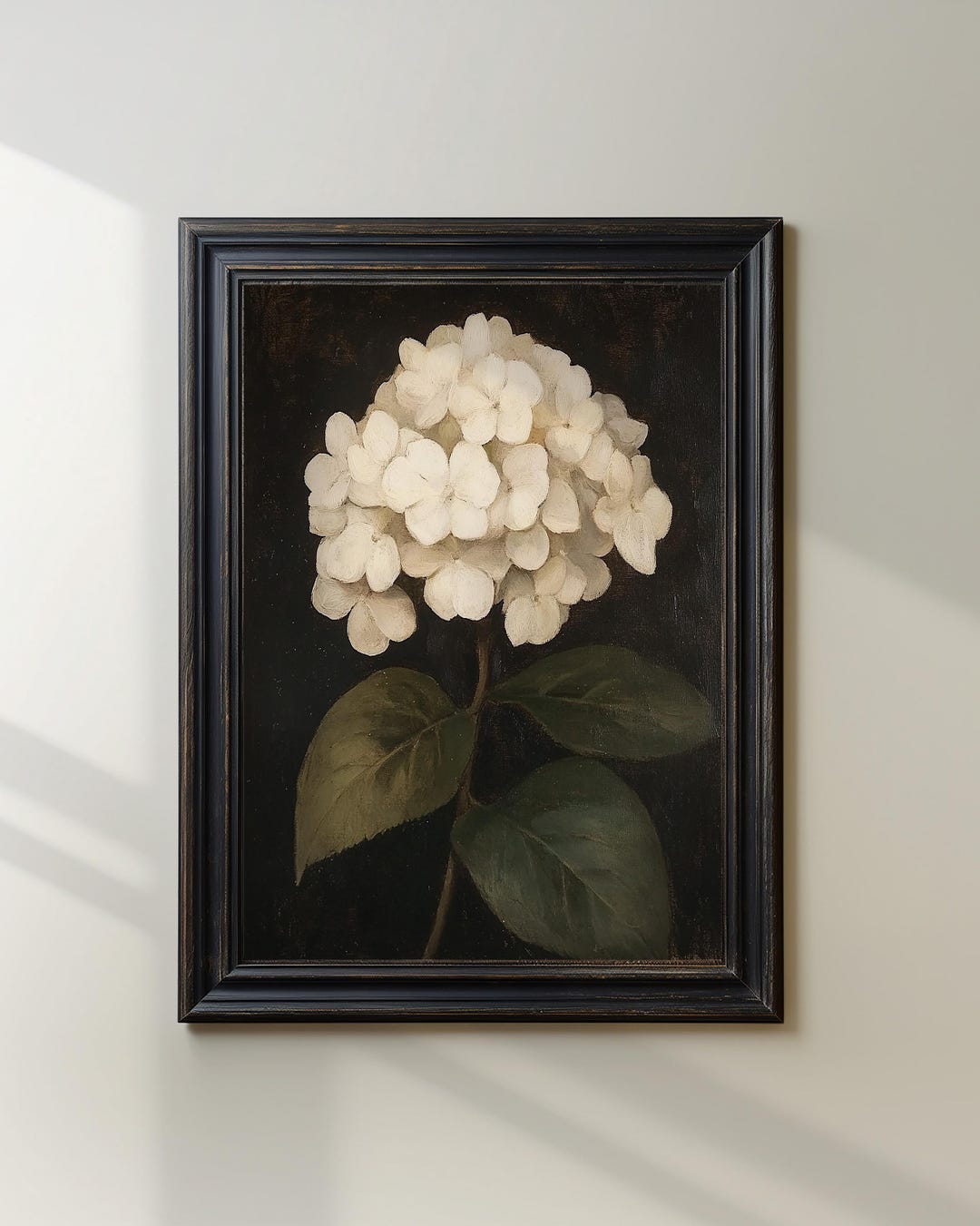 Vintage Hydrangea Painting | Moody Dark Vintage Flower Print | Antique ...
