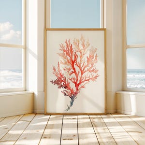 Coral Watercolor | Minimalist Coastal Print | Beach House Wall Art | Watercolor Nautical Decor | Modern Print | PRINTABLE | E786