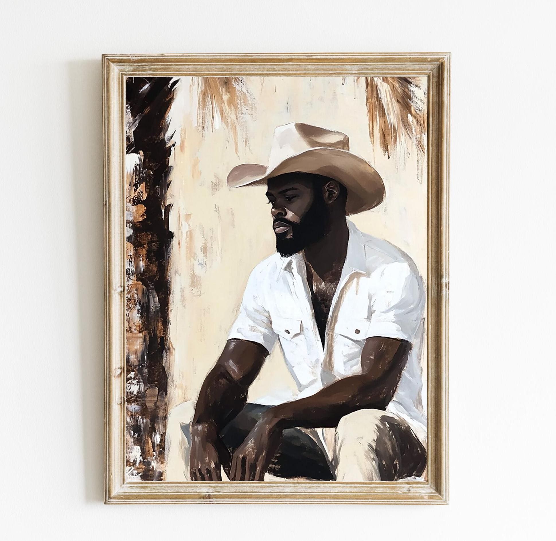 African American Man | Cowboy Western Print | Minimalist Art