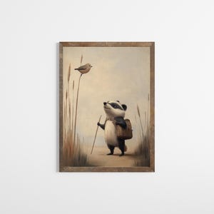 Charming Badger Print | Whimsical Nursery Wall Art | Vintage Nature Print | Natural Wall Decor  | PRINTABLE Art | Digital Download | E943