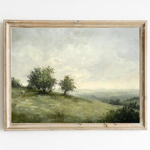 Country Landscape | Printable Vintage Oil Painting | Rustic Home Decor | Moody Landscape Art | Vintage Landscape Print | Digital Art | E530