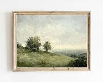 Country Landscape | Printable Vintage Oil Painting | Rustic Home Decor | Moody Landscape Art | Vintage Landscape Print | Digital Art | E530