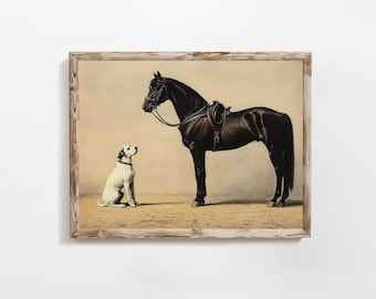 Vintage Horse Art Print | Rustic Equestrian Art | Farmhouse Decor | Printable Fine Art | Animal Oil Painting | Downloadable | E694