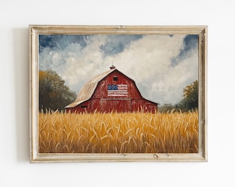 Americana Farm Art| Patriotic Rustic Wall Decor | American Flag