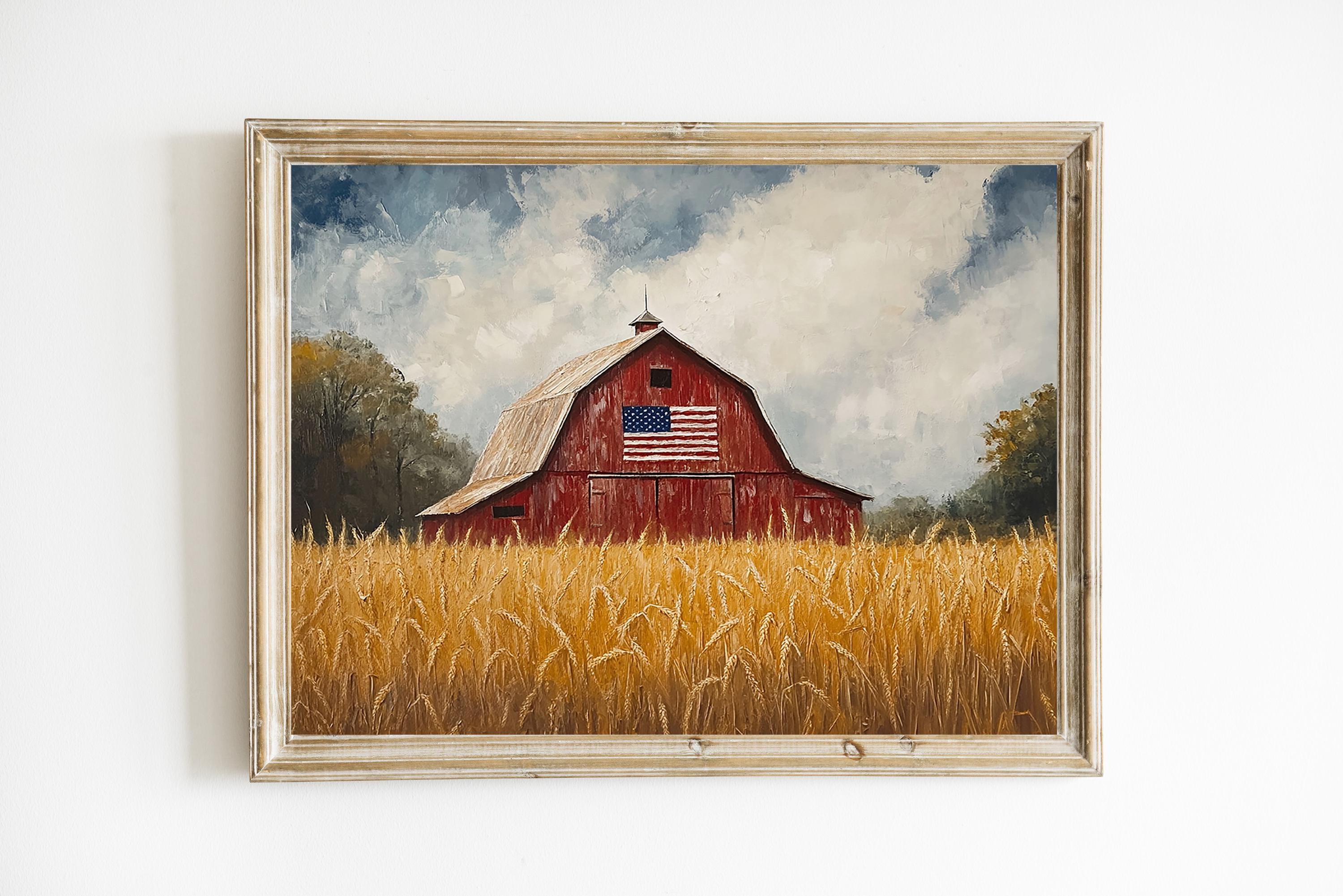 Americana Farm Art| Patriotic Rustic Wall Decor | American Flag