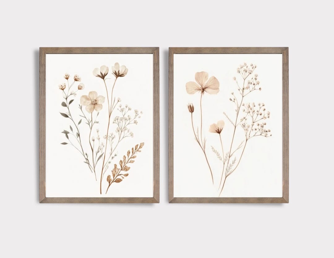 Wildflower Nursery Art SET of Two | Girls Room Decor | Nursery Floral ...