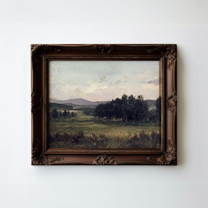 English Countryside Painting | Vintage Dark Green Print | Cottagecore Wall Decor | Vintage Landscape Wall Art | PRINTABLE | E452