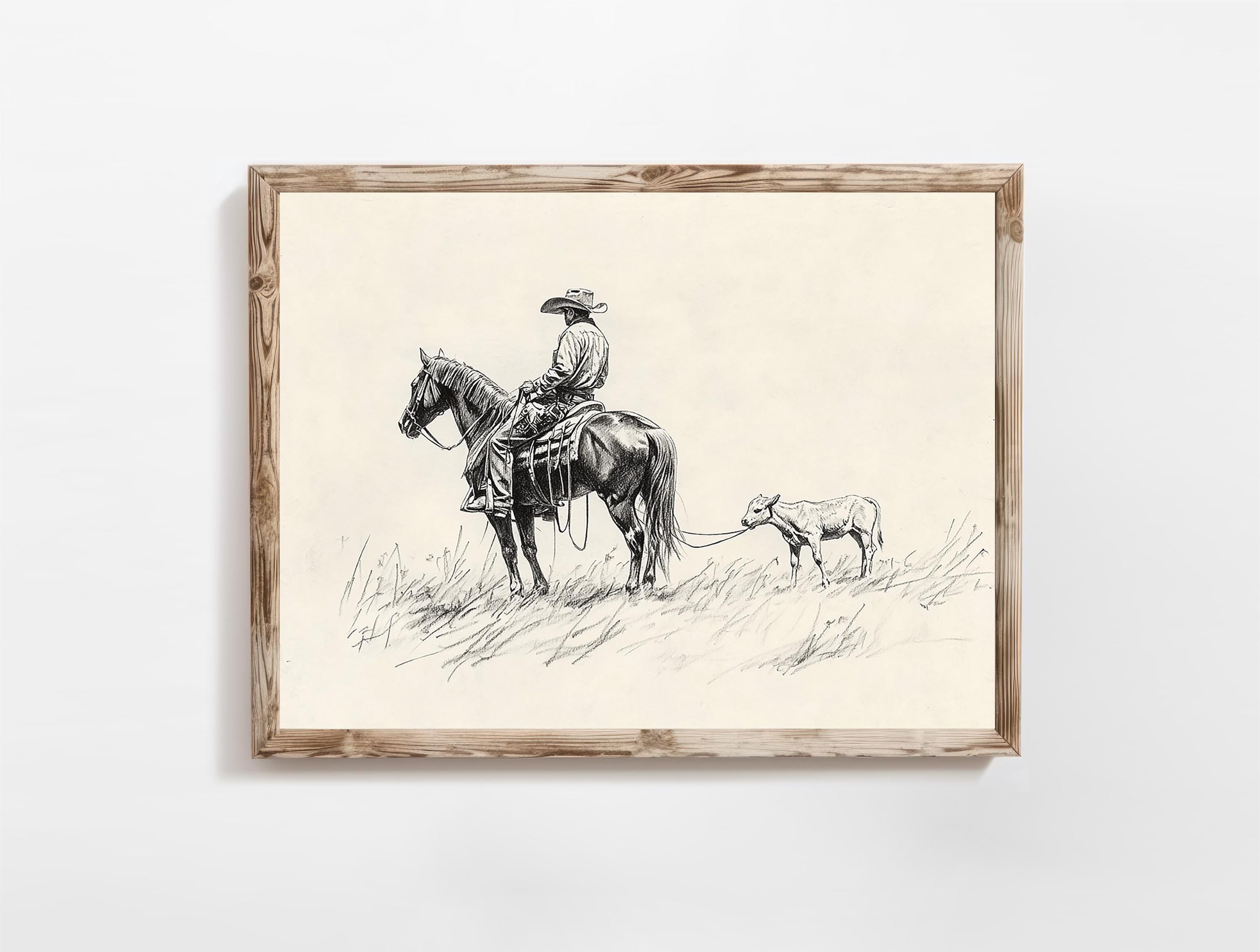 Printable Western Cowboy Art | Cowboy Wall Decor | Vintage Western