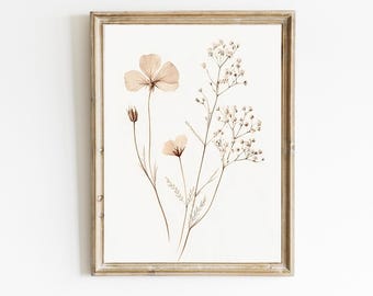 Wildflower Nursery Art | Boho Botanical Print | Vintage Floral | Farmhouse Botanical |  Minimalistic Wall Art | Digital Print | E438