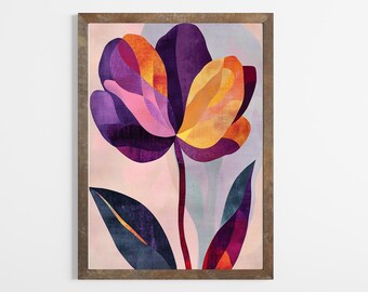 Abstract Floral | Vibrant Floral Printable Art | Bright Rose Instant Art | Abstract Boho Wall Art | Dopamine Decor | DIGITAL Print | E554